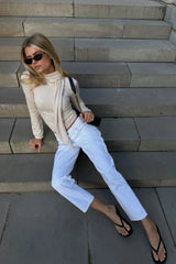 Scarf Neck Long Sleeve Knit Top