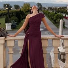 One Shoulder Draped Maxi Dress