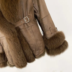 Fur Collar Shearling Coat