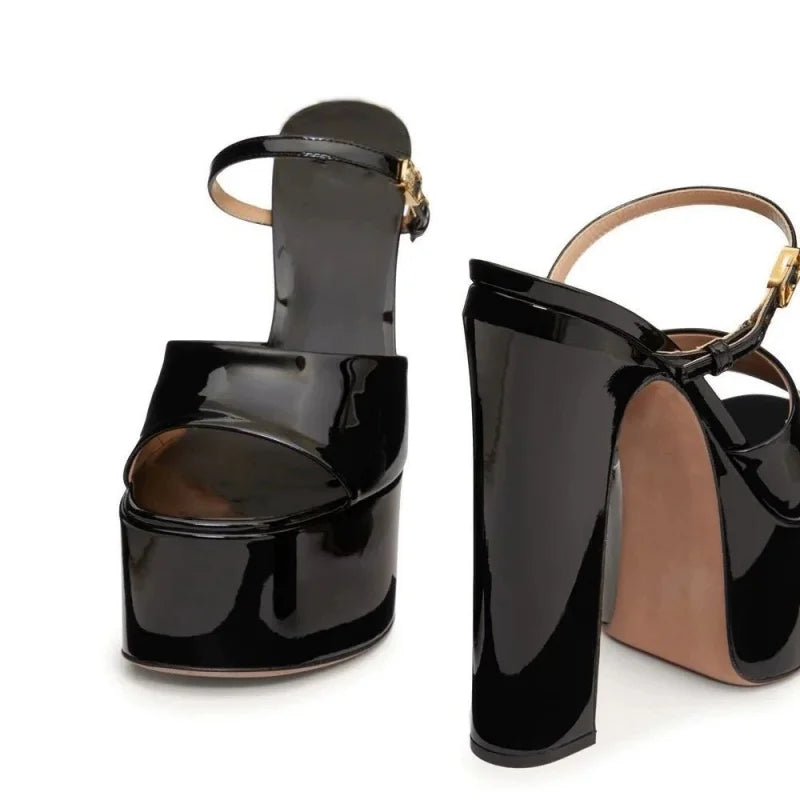 Black high-heeled shoes