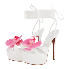 Orchid Open Toe Wrap Ankle Strap Platform Stiletto
