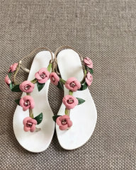 Floral Thong Slingback Flat Sandals