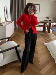 Zip Front Stand Collar Knit Jacket