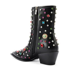 Embroidered Pointed Toe Boots