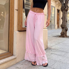 Lace Trim Bloomers Ankle Pants