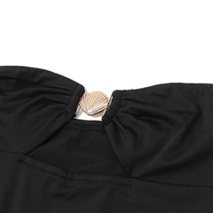 Strapless Cut-Out Shell Maxi Dress