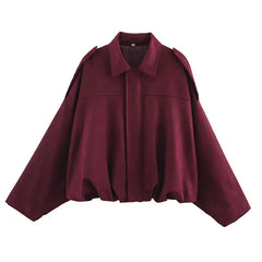 Faux Suede Cropped Bomber Jacket