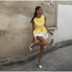 Sculpted Vest & Bubble Skirt Set | Bold Street Style 2-Piece Look