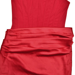 Red dress with pleated bodice on a white background