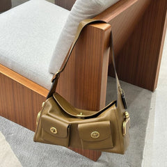 Lock Detail Shoulder Bag PU Leather