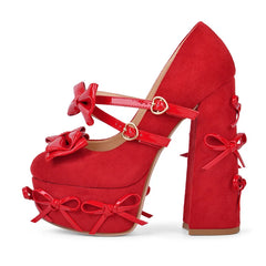 Platform Bow Mary Jane Heels