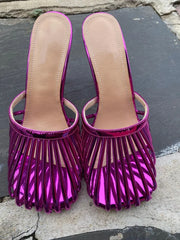 Metallic Stiletto Mule Heels