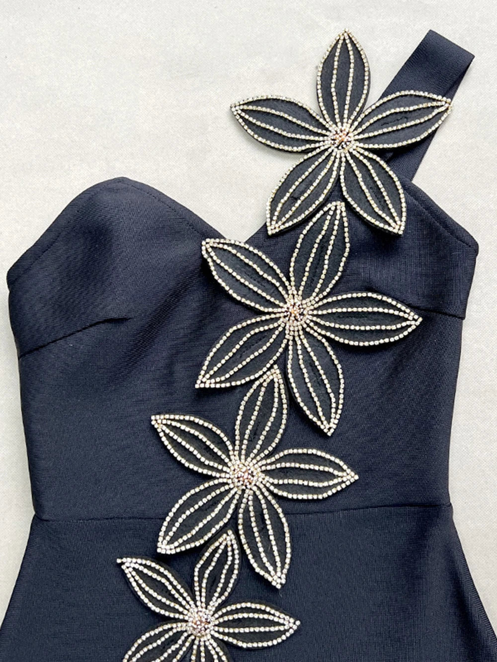 Diamond Flower Shoulder Sling Sleeveless Split Maxi Dress