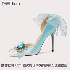 Crystal Silk Side-Cut High Heel Sandals