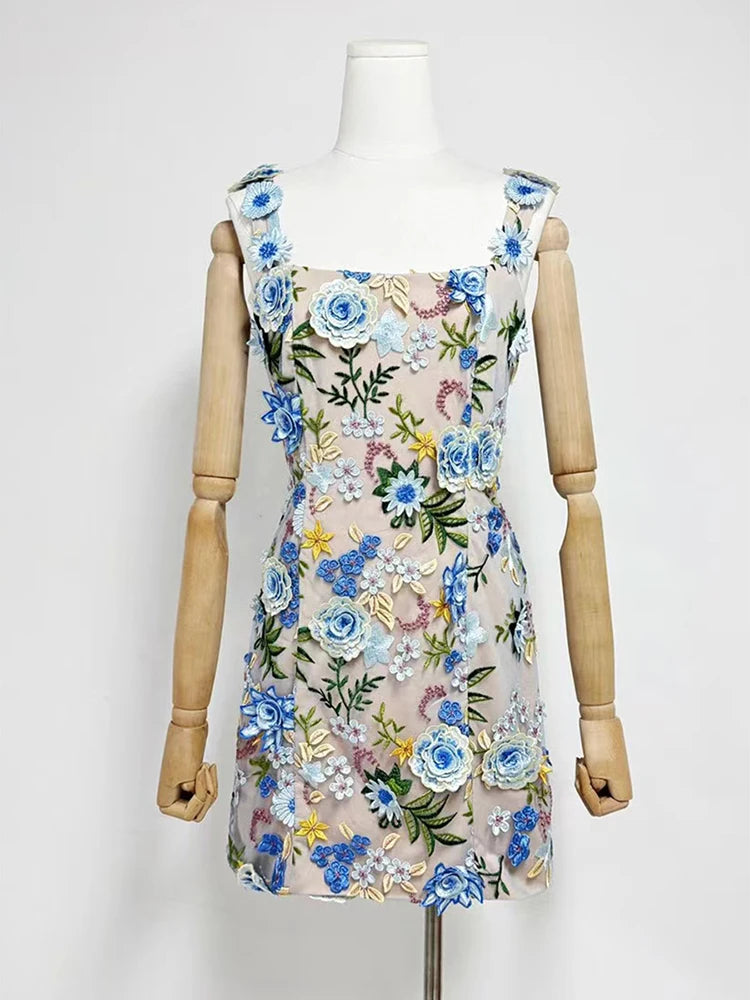 Floral dress on a mannequin against a white background