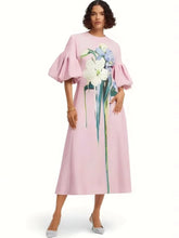 Floral Puff Sleeve Midi Dress Front View