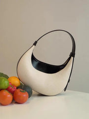 minimalist hobo bag in cream and black