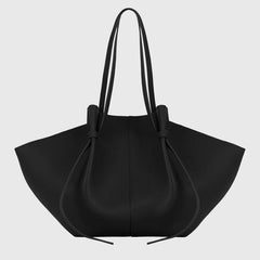 Drawstring Knot Grain PU Leather Tote Bag