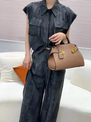Structured Top Handle Satchel Bag