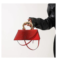 Alligator Textured Top Handle Bag