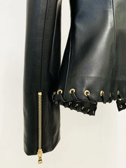 Lace-Up Embellished Fitted Blazer