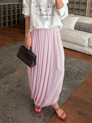 Pink draped waist maxi skirt