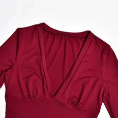 Deep V-Neck Long Sleeve Top