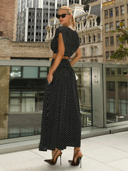 Polka Dot Sleeveless Crop Top and Maxi Skirt Set