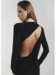 Long-Sleeve Backless Cut-Out Maxi Dress