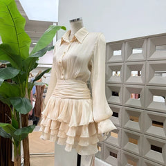 Shimmer lapel mini dress side view