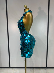 Halter Sequin Mini Dress profile view
