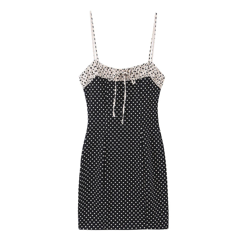 Polka dot spaghetti strap mini dress product shot