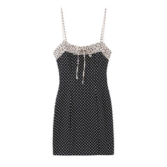 Polka dot spaghetti strap mini dress product shot