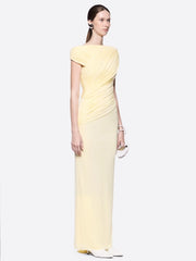 Draped Fold Detail Cap Sleeve Maxi Dress