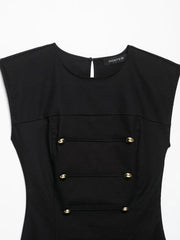 Button Detail Cap Sleeve Dress