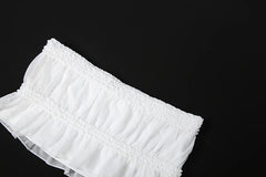 White Sheer Ruched Bandeau Top and Maxi Skirt Set