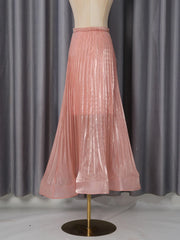 Peach Strapless Top and Pleated Midi Skirt Set