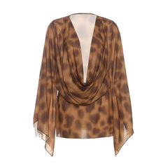 Leopard Cowl Collar Digital Print Mini Dress – Beach Vacation