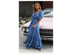 Bohemian Floral V-Neck Maxi Dress