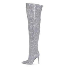 Crystal Embellished Over The Knee Boots