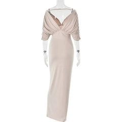 Draped Off-Shoulder Maxi Dress