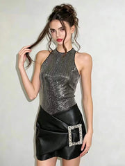 Halter neck sequin mini dress
