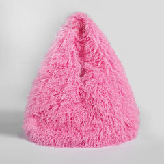 Textured Faux Fur Hobo Bag