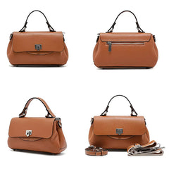 Brown handbag with strap on a white background