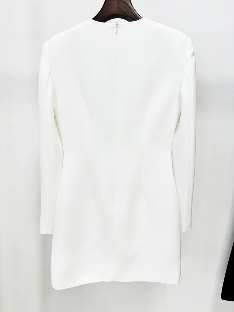 Floral beaded long sleeve mini dress back view