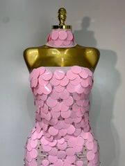 Strapless Sequined Form-Fitting Floor-Length Gown