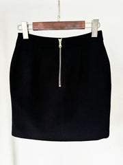 Black skirt with a zipper on a white background
