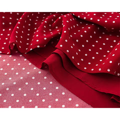 Red Polka Dot Midi Dress - Lace Trim V-Neck Holiday Robe