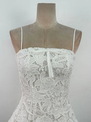 White Lace Strapless Mini Dress | Elegant Mesh Patchwork Look
