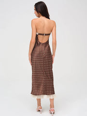Elegant clubwear midi dress in polka dots